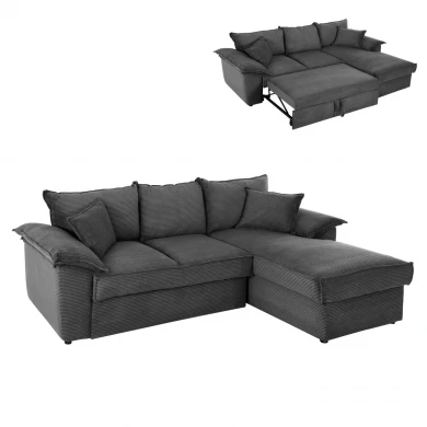 ΓΩΝΙΑΚΟΣ ΚΑΝΑΠΕΣ-ΚΡΕΒΑΤΙ ΜΕ ΑΠΟΘ.ΧΩΡΟ ALDO HM3276.02R ΑΝΘΡΑΚΙ ΥΦΑΣΜΑ 256x159x87Υεκ.