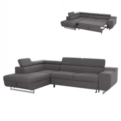 ΓΩΝΙΑΚΟΣ ΚΑΝΑΠΕΣ-ΚΡΕΒΑΤΙ ΜΕ ΑΠΟΘ.ΧΩΡΟ ENCORE HM3301.01L ΓΚΡΙ ΥΦΑΣΜΑ 285x205x90Υεκ.