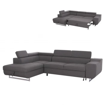 ΓΩΝΙΑΚΟΣ ΚΑΝΑΠΕΣ-ΚΡΕΒΑΤΙ ΜΕ ΑΠΟΘ.ΧΩΡΟ ENCORE HM3301.01L ΓΚΡΙ ΥΦΑΣΜΑ 285x205x90Υεκ.