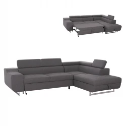 ΓΩΝΙΑΚΟΣ ΚΑΝΑΠΕΣ-ΚΡΕΒΑΤΙ ΜΕ ΑΠΟΘ.ΧΩΡΟ ENCORE HM3301.01R ΓΚΡΙ ΥΦΑΣΜΑ 285x205x90Υεκ.