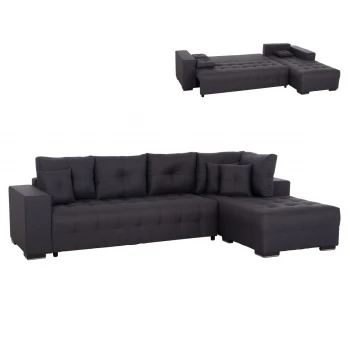 ΓΩΝΙΑΚΟΣ ΚΑΝΑΠΕΣ-ΚΡΕΒΑΤΙ ΜΕ ΑΠΟΘ.ΧΩΡΟ TRENDSTON HM3302.01R ΓΚΡΙ ΥΦΑΣΜΑ 298x177x95Υεκ