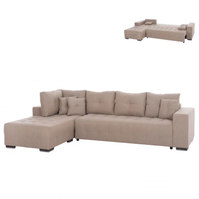 ΓΩΝΙΑΚΟΣ ΚΑΝΑΠΕΣ-ΚΡΕΒΑΤΙ ΜΕ ΑΠΟΘ.ΧΩΡΟ TRENDSTON HM3302.03L ΜΠΕΖ ΥΦΑΣΜΑ 298x177x95Υεκ