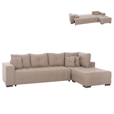 ΓΩΝΙΑΚΟΣ ΚΑΝΑΠΕΣ-ΚΡΕΒΑΤΙ ΜΕ ΑΠΟΘ.ΧΩΡΟ TRENDSTON HM3302.03R ΜΠΕΖ ΥΦΑΣΜΑ 298x177x95Υεκ