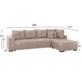 ΓΩΝΙΑΚΟΣ ΚΑΝΑΠΕΣ-ΚΡΕΒΑΤΙ ΜΕ ΑΠΟΘ.ΧΩΡΟ TRENDSTON HM3302.03R ΜΠΕΖ ΥΦΑΣΜΑ 298x177x95Υεκ