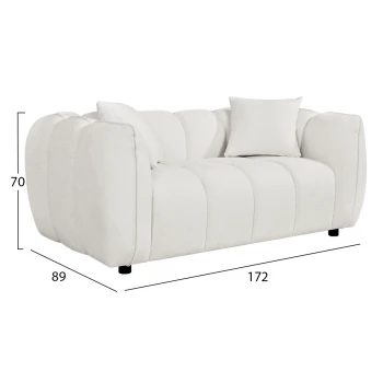 ΚΑΝΑΠΕΣ 2-ΘΕΣΙΟΣ LYKKE HM3324.02 ΕΚΡΟΥ ΥΦΑΣΜΑ 172x89x70Υεκ.