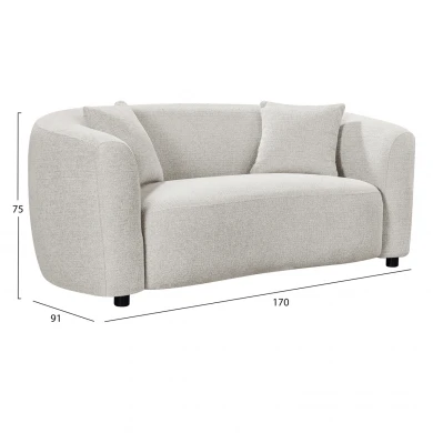 ΚΑΝΑΠΕΣ 2-ΘΕΣΙΟΣ NORD HM3322.02 ΑΝΟΙΧΤΟ ΜΠΕΖ ΥΦΑΣΜΑ 170x91x75Υεκ.