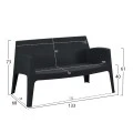 ΚΑΝΑΠΕΣ 2-ΘΕΣΙΟΣ ΠΟΛΥΠΡΟΠΥΛΕΝΙΟΥ SLEEK HM6366.02 ΧΡΩΜΑ ΜΑΥΡΟ 133x68x73Υεκ.