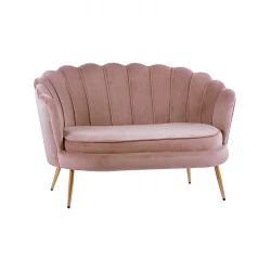 ΚΑΝΑΠΕΣ 2ΘΕΣΙΟΣ COQUILLE HM8627.02 ΑΠΟ ΒΕΛΟΥΔΟ ΣΑΠΙΟ ΜΗΛΟ & ΧΡΥΣΑ ΠΟΔΙΑ 130x81x86εκ.