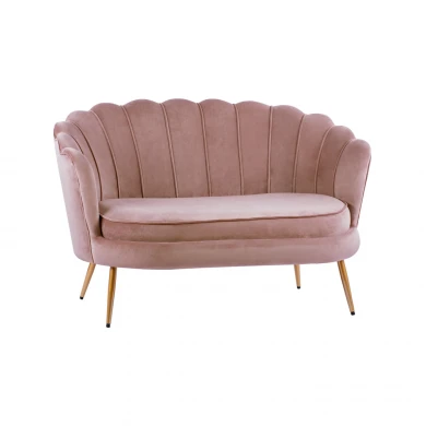 ΚΑΝΑΠΕΣ 2ΘΕΣΙΟΣ COQUILLE HM8627.02 ΑΠΟ ΒΕΛΟΥΔΟ ΣΑΠΙΟ ΜΗΛΟ & ΧΡΥΣΑ ΠΟΔΙΑ 130x81x86εκ.