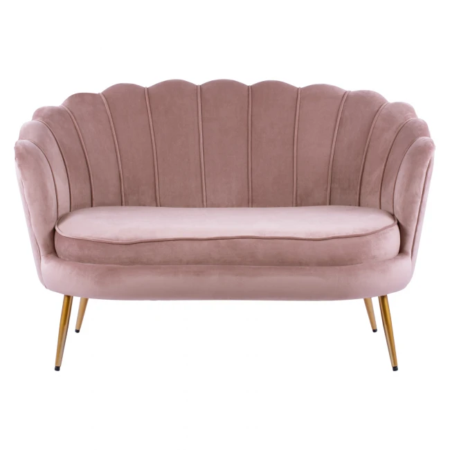 ΚΑΝΑΠΕΣ 2ΘΕΣΙΟΣ COQUILLE HM8627.02 ΑΠΟ ΒΕΛΟΥΔΟ ΣΑΠΙΟ ΜΗΛΟ & ΧΡΥΣΑ ΠΟΔΙΑ 130x81x86εκ.