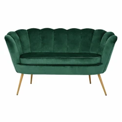 ΚΑΝΑΠΕΣ 2ΘΕΣΙΟΣ COQUILLE HM8627.03 ΑΠΟ ΚΥΠΑΡΙΣΣΙ ΒΕΛΟΥΔΟ ΜΕ ΧΡΥΣΑ ΠΟΔΙΑ 130x77x83εκ.