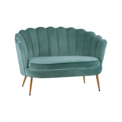 ΚΑΝΑΠΕΣ 2ΘΕΣΙΟΣ COQUILLE HM8627.07 ΑΠΟ ΦΥΣΤΙΚΙ ΒΕΛΟΥΔΟ ΜΕ ΧΡΥΣΑ ΠΟΔΙΑ 130x81x86Υ εκ.