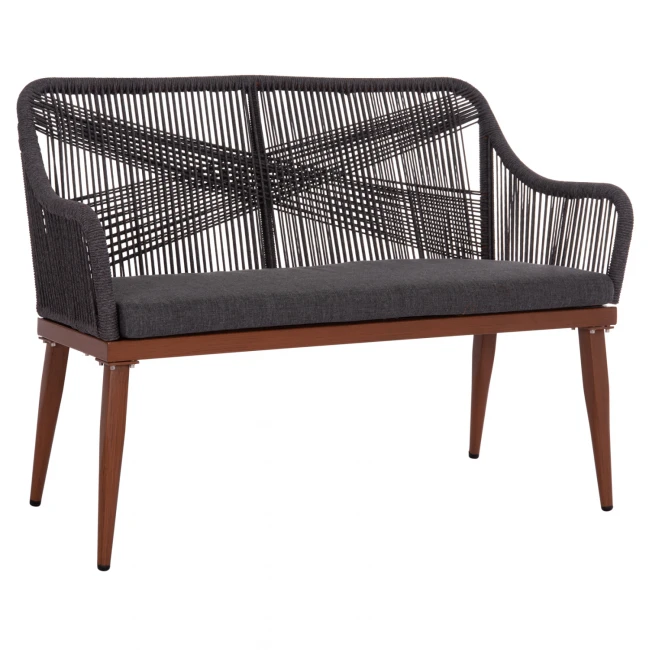 ΚΑΝΑΠΕΣ 2ΘΕΣΙΟΣ MYRTIA HM5550.11 AΛΟΥΜΙΝΙΟ ΚΑΦΕ--ΑΝΘΡΑΚΙ P.E. ΣΧΟΙΝΙ 123x61x90Υεκ