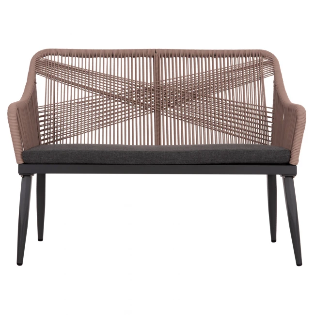 ΚΑΝΑΠΕΣ 2ΘΕΣΙΟΣ MYRTIA HM5550.12 AΛΟΥΜΙΝΙΟ ΑΝΘΡΑΚΙ--ΜΠΕΖ TESLIN ΣΧΟΙΝΙ 123x61x90Υεκ.