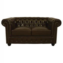 ΚΑΝΑΠΕΣ 2ΘΕΣΙΟΣ T.CHESTERFIELD HM3010.01 ΤΕΧΝΟΔΕΡΜΑ ΣΚΟΥΡΟ ΚΑΦΕ 155x90x73 εκ.