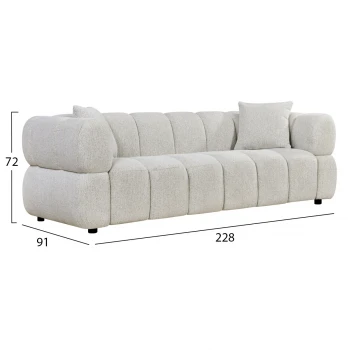 ΚΑΝΑΠΕΣ 3-ΘΕΣΙΟΣ NORIKA HM3331.02 ΕΚΡΟΥ ΥΦΑΣΜΑ 220x88x85Υεκ.