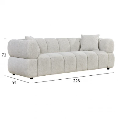 ΚΑΝΑΠΕΣ 3-ΘΕΣΙΟΣ NORIKA HM3331.02 ΕΚΡΟΥ ΥΦΑΣΜΑ 220x88x85Υεκ.