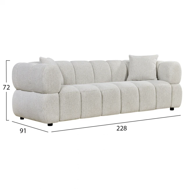 ΚΑΝΑΠΕΣ 3-ΘΕΣΙΟΣ NORIKA HM3331.02 ΕΚΡΟΥ ΥΦΑΣΜΑ 220x88x85Υεκ.