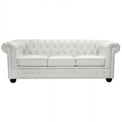 ΚΑΝΑΠΕΣ 3ΘΕΣΙΟΣ T.CHESTERFIELD HM3009.02 ΤΕΧΝΟΔΕΡΜΑ ΛΕΥΚΟ ΜΑΤ 208x90x73 εκ.