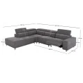 ΚΑΝΑΠΕΣ ΑΡΙΣΤΕΡΗ ΓΩΝΙΑ 5Θ ΜΕ RECLINE LUNARIS HM3316.01L ΓΚΡΙ ΥΦΑΣΜΑ 307x267x94Yεκ