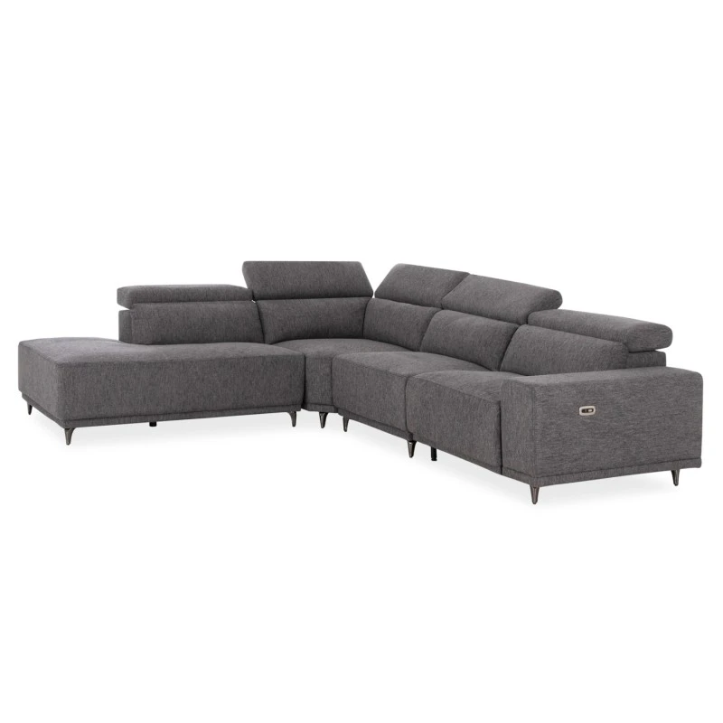 ΚΑΝΑΠΕΣ ΑΡΙΣΤΕΡΗ ΓΩΝΙΑ 5Θ ΜΕ RECLINE LUNARIS HM3316.01L ΓΚΡΙ ΥΦΑΣΜΑ 307x267x94Yεκ