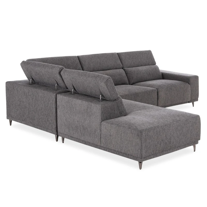 ΚΑΝΑΠΕΣ ΑΡΙΣΤΕΡΗ ΓΩΝΙΑ 5Θ ΜΕ RECLINE LUNARIS HM3316.01L ΓΚΡΙ ΥΦΑΣΜΑ 307x267x94Yεκ