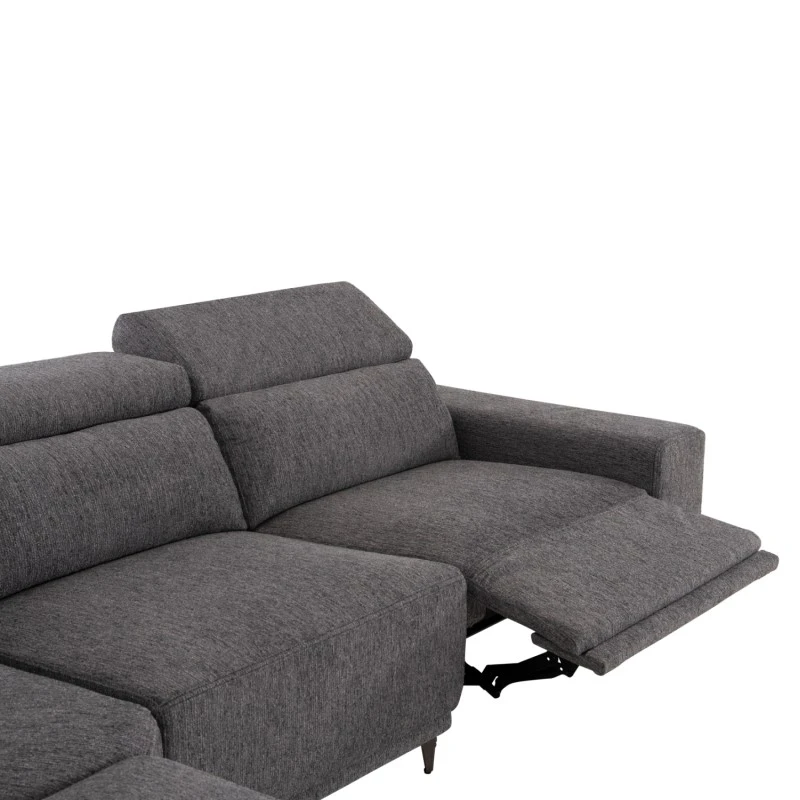 ΚΑΝΑΠΕΣ ΑΡΙΣΤΕΡΗ ΓΩΝΙΑ 5Θ ΜΕ RECLINE LUNARIS HM3316.01L ΓΚΡΙ ΥΦΑΣΜΑ 307x267x94Yεκ