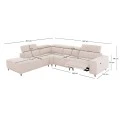 ΚΑΝΑΠΕΣ ΑΡΙΣΤΕΡΗ ΓΩΝΙΑ 5Θ ΜΕ RECLINE LUNARIS HM3316.02L ΕΚΡΟΥ ΥΦΑΣΜΑ 307x267x94Yεκ