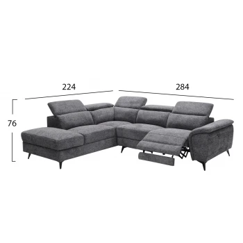 ΚΑΝΑΠΕΣ ΑΡΙΣΤΕΡΗ ΓΩΝΙΑ-ΑΝΑΚΛΙΣΗ & ΑΠΟΘ.ΧΩΡΟΣ-RESTRO HM3339.01L ΓΚΡΙ ΥΦΑΣΜΑ 284x224x76Υεκ