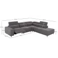 ΚΑΝΑΠΕΣ ΔΕΞΙΑ ΓΩΝΙΑ 5Θ ΜΕ RECLINE LUNARIS HM3316.01R ΓΚΡΙ ΥΦΑΣΜΑ 307x267x94Yεκ