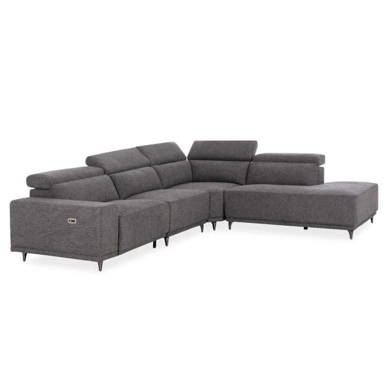 ΚΑΝΑΠΕΣ ΔΕΞΙΑ ΓΩΝΙΑ 5Θ ΜΕ RECLINE LUNARIS HM3316.01R ΓΚΡΙ ΥΦΑΣΜΑ 307x267x94Yεκ