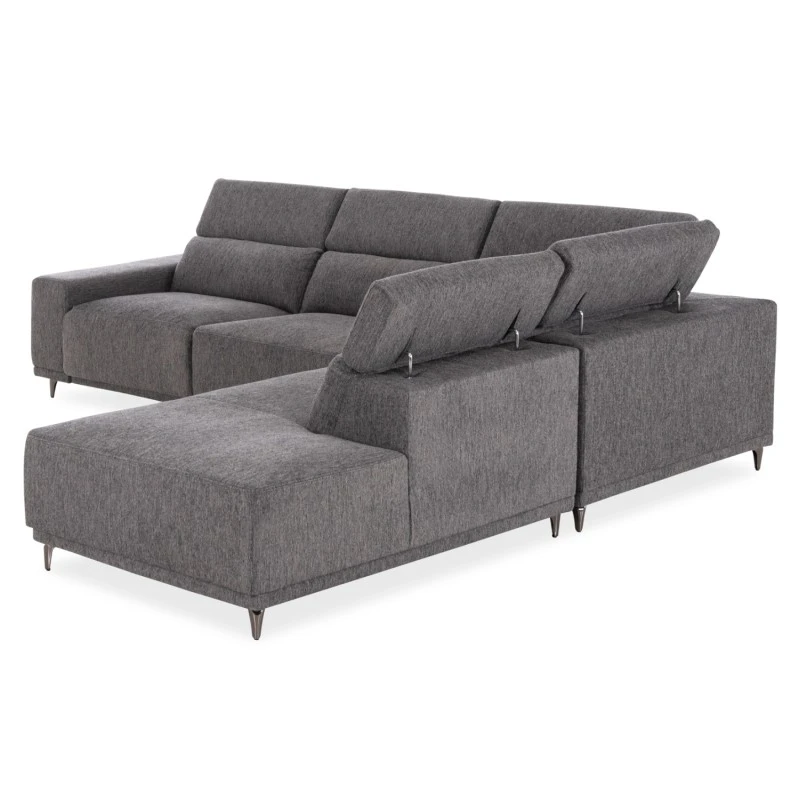 ΚΑΝΑΠΕΣ ΔΕΞΙΑ ΓΩΝΙΑ 5Θ ΜΕ RECLINE LUNARIS HM3316.01R ΓΚΡΙ ΥΦΑΣΜΑ 307x267x94Yεκ