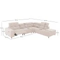 ΚΑΝΑΠΕΣ ΔΕΞΙΑ ΓΩΝΙΑ 5Θ ΜΕ RECLINE LUNARIS HM3316.02R ΕΚΡΟΥ ΥΦΑΣΜΑ 307x267x94Yεκ