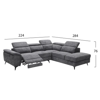 ΚΑΝΑΠΕΣ ΔΕΞΙΑ ΓΩΝΙΑ-ΑΝΑΚΛΙΣΗ & ΑΠΟΘ.ΧΩΡΟΣ-RESTRO HM3339.01R ΓΚΡΙ ΥΦΑΣΜΑ 290x220x80Υεκ