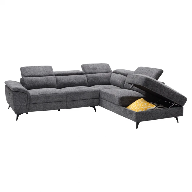 ΚΑΝΑΠΕΣ ΔΕΞΙΑ ΓΩΝΙΑ-ΑΝΑΚΛΙΣΗ & ΑΠΟΘ.ΧΩΡΟΣ-RESTRO HM3339.01R ΓΚΡΙ ΥΦΑΣΜΑ 290x220x80Υεκ