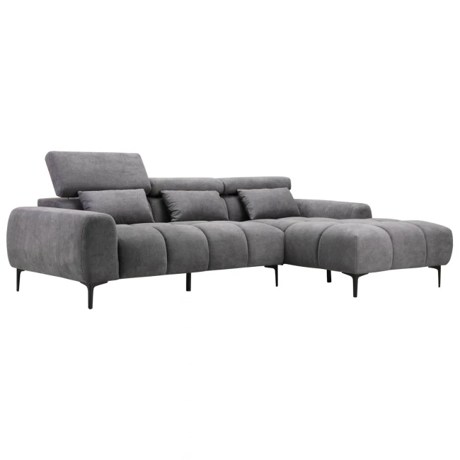 ΚΑΝΑΠΕΣ ΔΕΞΙΑ ΓΩΝΙΑ DIVYA HM3267.12R ΓΚΡΙ ΥΦΑΣΜΑ 264x175x99Υεκ.