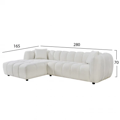 ΚΑΝΑΠΕΣ ΓΩΝΙΑ (ΑΡΙΣΤΕΡΗ) LYKKE HM3326.02L ΕΚΡΟΥ ΥΦΑΣΜΑ 280x89-165(η γωνία)x70Υεκ