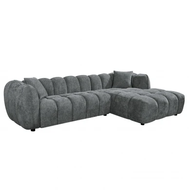 ΚΑΝΑΠΕΣ ΓΩΝΙΑ (ΔΕΞΙΑ) LYKKE HM3326.01R ΓΚΡΙ ΥΦΑΣΜΑ 280x89-165(η γωνία)x70Υεκ