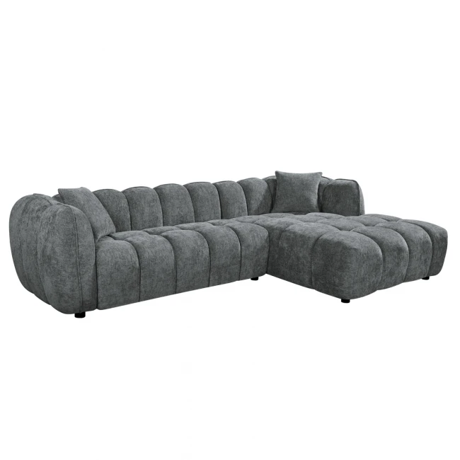 ΚΑΝΑΠΕΣ ΓΩΝΙΑ (ΔΕΞΙΑ) LYKKE HM3326.01R ΓΚΡΙ ΥΦΑΣΜΑ 280x89-165(η γωνία)x70Υεκ