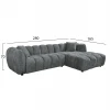 ΚΑΝΑΠΕΣ ΓΩΝΙΑ (ΔΕΞΙΑ) LYKKE HM3326.01R ΓΚΡΙ ΥΦΑΣΜΑ 280x89-165(η γωνία)x70Υεκ