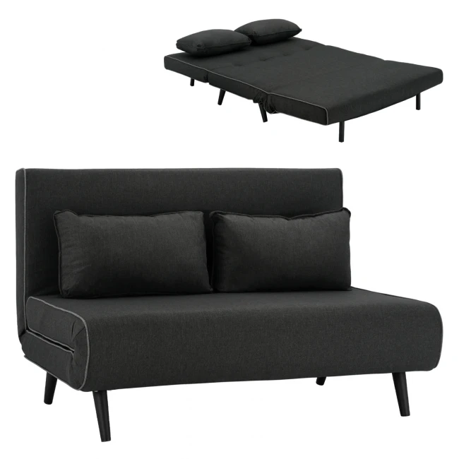 ΚΑΝΑΠΕΣ ΚΡΕΒΑΤΙ 2 ΑΤΟΜΩΝ ASMA HM3077.03 ΣΚΟΥΡΟ ΓΚΡΙ ΥΦΑΣΜΑ 140x80x77Yεκ.