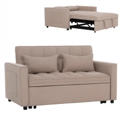 ΚΑΝΑΠΕΣ ΚΡΕΒΑΤΙ 2-ΘΕΣΙΟΣ BORG HM3289.03 ΜΠΕΖ ΥΦΑΣΜΑ 140x100x80Υεκ