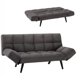 ΚΑΝΑΠΕΣ ΚΡΕΒΑΤΙ 3ΘΕΣΙΟΣ ΑΠΟ ΒΕΛΟΥΔΟ ΓΚΡΙ HM3167.01 182Χ80Χ88Υ εκ.