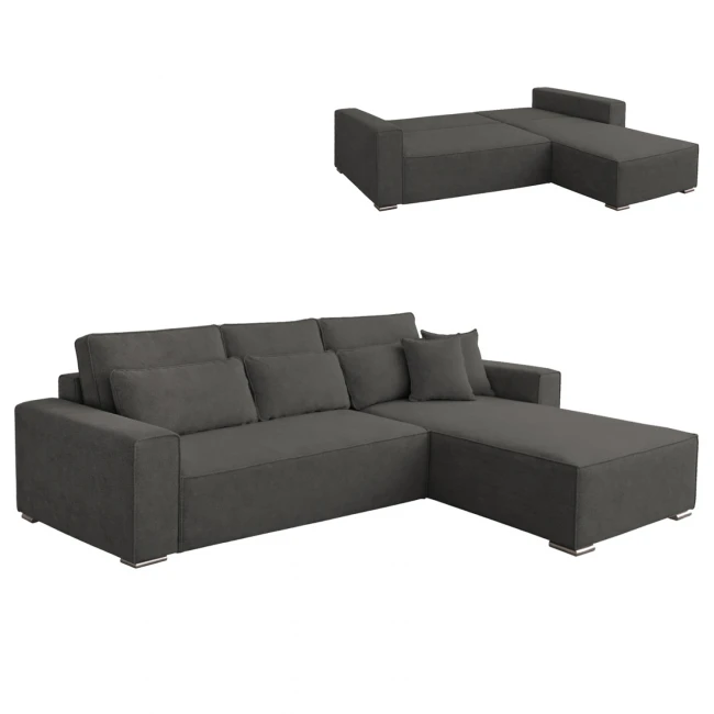 ΚΑΝΑΠΕΣ ΚΡΕΒΑΤΙ ΑΝΑΣΤΡΕΨΙΜH ΓΩΝΙΑ CORNERA HM3335.01 ΓΚΡΙ ΥΦΑΣΜΑ 269x155x89Yεκ