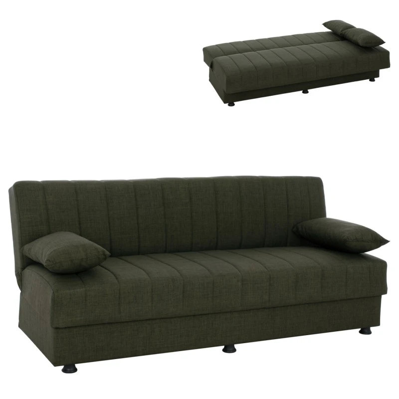 ΚΑΝΑΠΕΣ ΚΡΕΒΑΤΙ ANDRI ΤΡΙΘΕΣΙΟΣ DARK OLIVE HM3239.05 180x72x77 εκ.