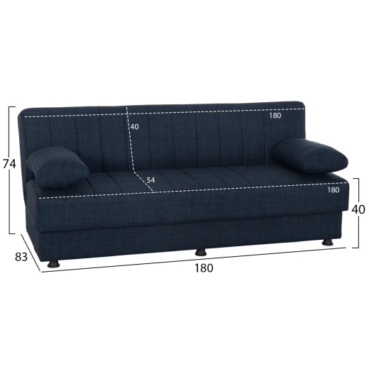 ΚΑΝΑΠΕΣ ΚΡΕΒΑΤΙ ANDRI ΤΡΙΘΕΣΙΟΣ ΜΠΛΕ HM3239.07 180x83x74Y εκ.