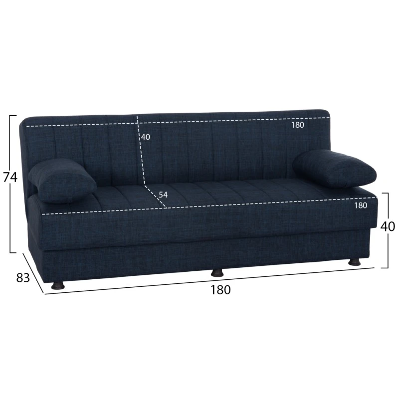 ΚΑΝΑΠΕΣ ΚΡΕΒΑΤΙ ANDRI ΤΡΙΘΕΣΙΟΣ ΜΠΛΕ HM3239.07 180x72x77 εκ.