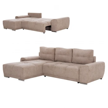 ΚΑΝΑΠΕΣ ΚΡΕΒΑΤΙ ΑΡΙΣΤΕΡΗ ΓΩΝΙΑ COMFYRA HM3336.03L ΜΠΕΖ ΥΦΑΣΜΑ 268x180x83Υεκ