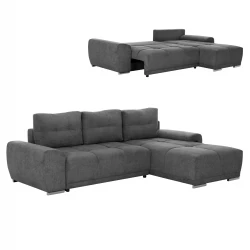 ΚΑΝΑΠΕΣ ΚΡΕΒΑΤΙ ΔΕΞΙΑ ΓΩΝΙΑ COMFYRA HM3336.01R ΓΚΡΙ ΥΦΑΣΜΑ 270x181x75Υεκ