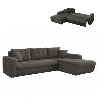 ΚΑΝΑΠΕΣ ΚΡΕΒΑΤΙ ΔΕΞΙΑ ΓΩΝΙΑ KANSO HM3338.01R ΓΚΡΙ ΥΦΑΣΜΑ 244x188x80Υεκ